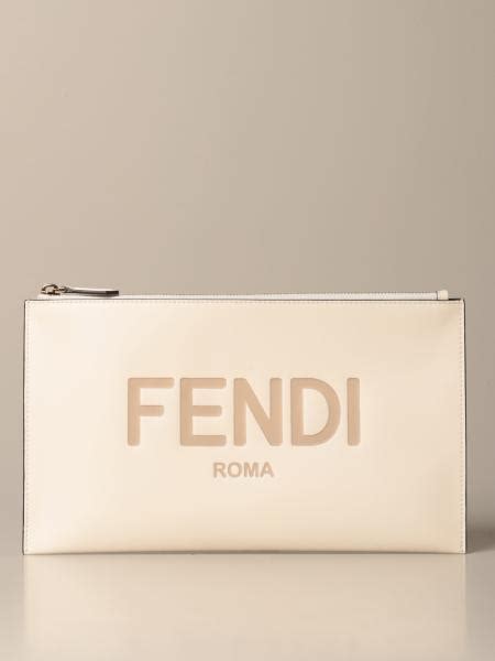 white fendi clutch